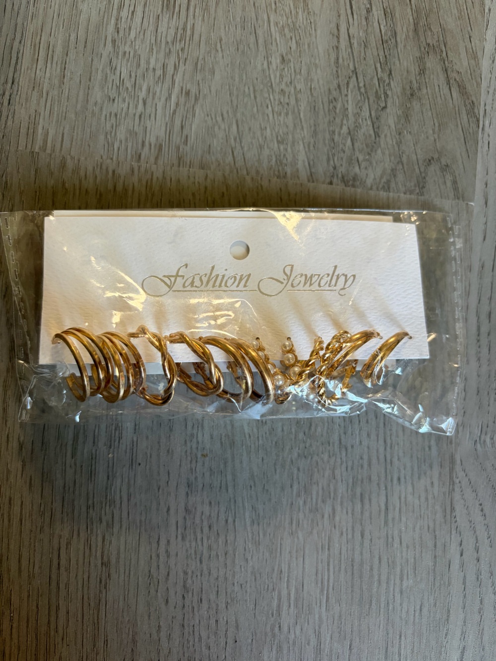 Fashion Jewelry Set of 6 Gold Hoop Earrings - NEW